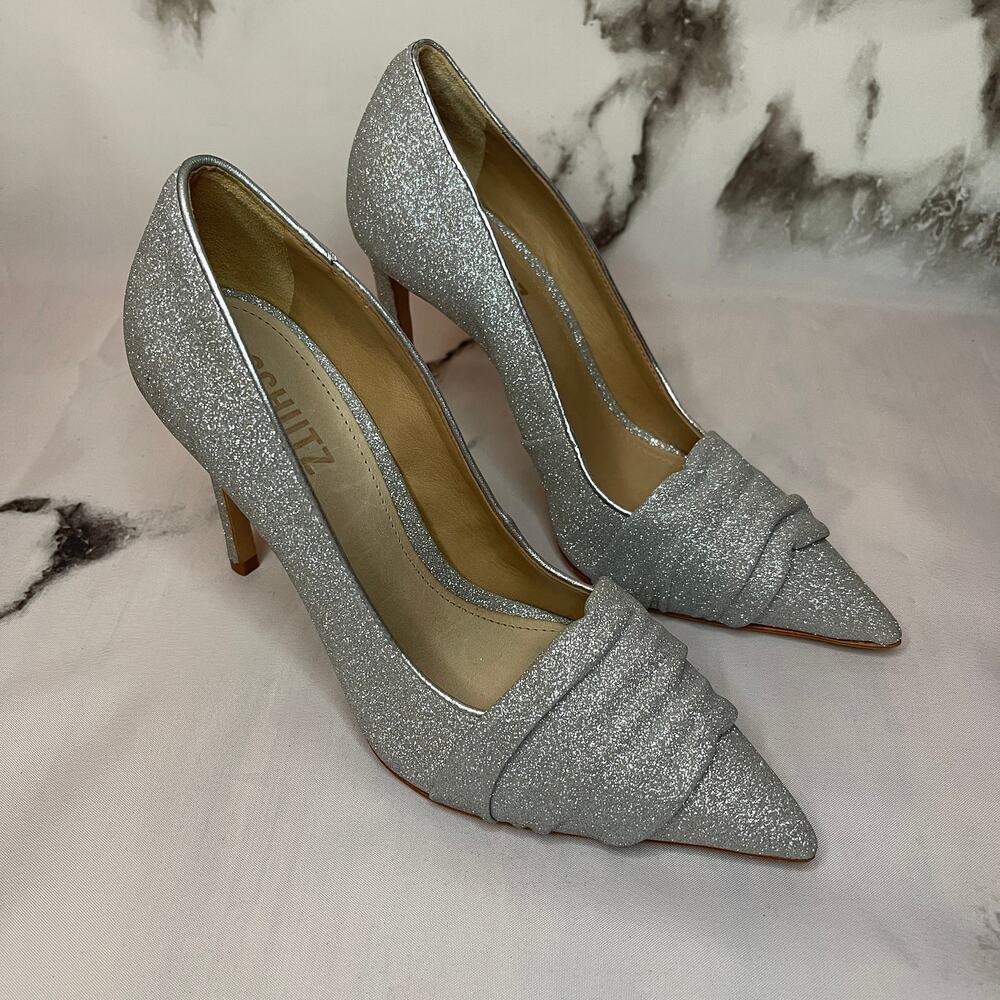 Schutz Silver Pointed Toe Pump Size 6.5 NWOB
